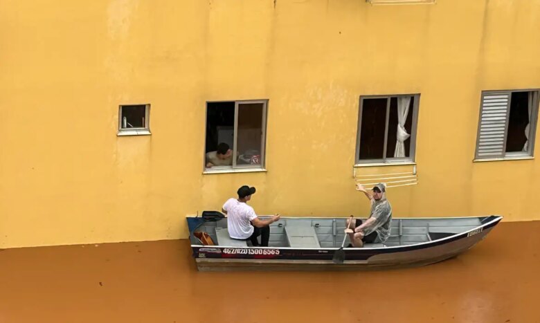 Cidade de Lajeado inundada devido as fortes chuvas. Foto: Arquivo Pessoal/Divulgação