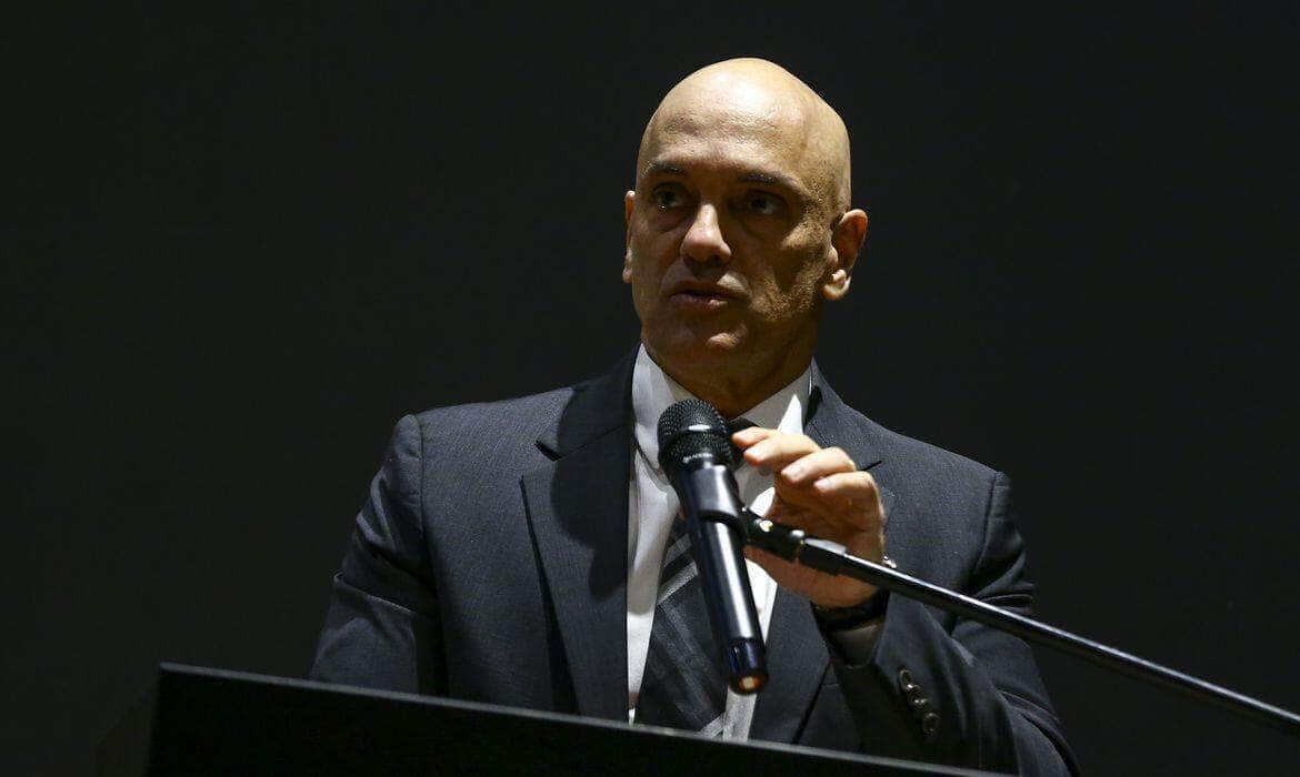O presidente do TSE, Alexandre de Moraes, durante cerimônia de posse do diretor-geral da PF, na sede da corporação, em Brasília. Por: Marcelo Camargo/Agência Brasil