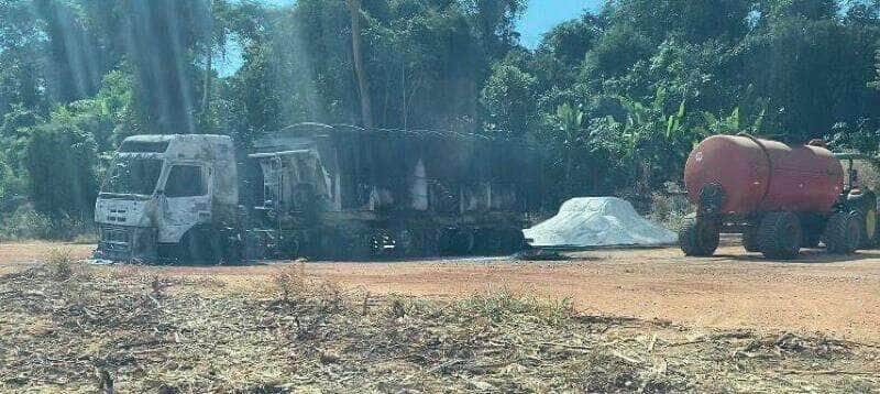 Destaque, rede social, acidentedetrabalho, novamutum, mortemotorista, descargaelétrica, caminhão, fogo, calcário, BR163