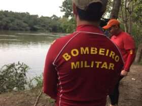 Bombeiros iniciam mergulho para localizar vítima de afogamento no Rio Verde
