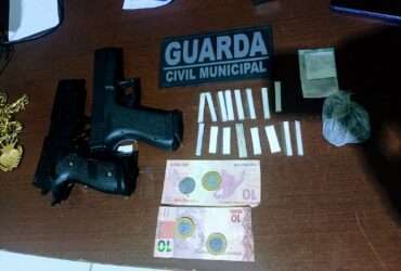 Simulacros de arma, cocaína e maconha são apreendidos pela Guarda Armada em Lucas do Rio Verde