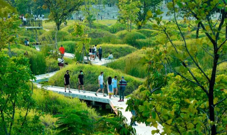 China. Projeto de cidade-esponja do paisagista e arquiteto chinês Kongjian Yu. Jinhua Harbin Qunli Stormwater Park. Foto Divulgação escritório Turenscape Por: Foto Divulgação escritório Turenscape