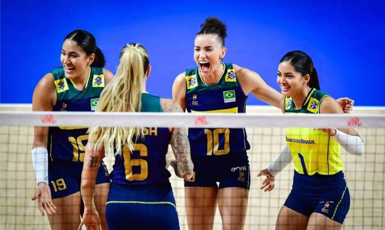 Seleção faz 3 sets a 0 na Bulgária, em penúltimo jogo da fase classificatória da Liga das Nações de Vôlei Feminino, em 16/06/2024 Por: Divulgação/Volleyball World