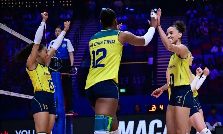 seleção feminina de vôlei derrota a Itália por 3 sets a 2, na segunda semana da LIga das Nações, em 01/06/2024 Por: Divulgação/World Volleyball