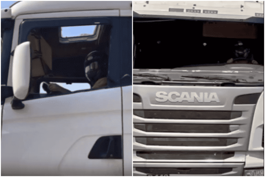 PRF flagra carreta sem para-brisa e motorista de capacete em rodovia de Mato Grosso