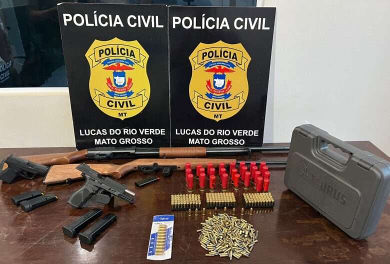 Polícia Civil apreende armas e munições de investigado por violência doméstica em Lucas do Rio Verde