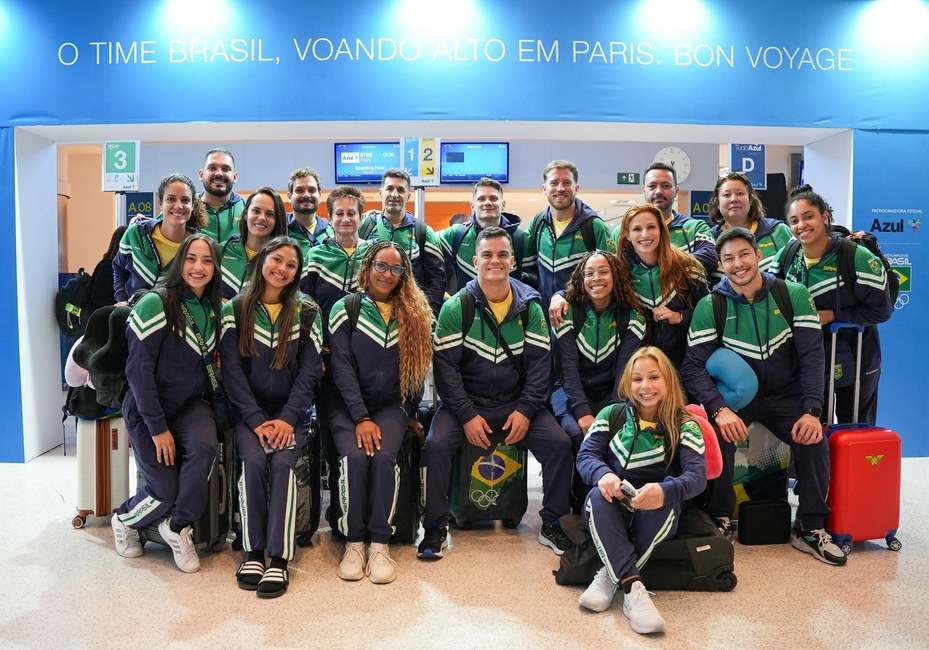 A Seleção Brasileira de Ginástica Artística embarcou para a França para um período de aclimatação. Foto: CBG