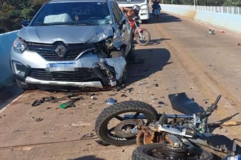 Motociclista morre em colisão frontal na ponte do Rio Araguaia