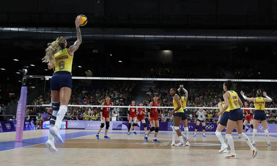 2024. 08. 01 - Jogos Olímpicos Paris 2024 - Vôlei feminino - Brasil enfrenta o Japão na segunda rodada da fase de grupos. Em destaque a atleta Thaisa. - Foto: Luiza Moraes/COB