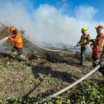 brigadistas combate incendio