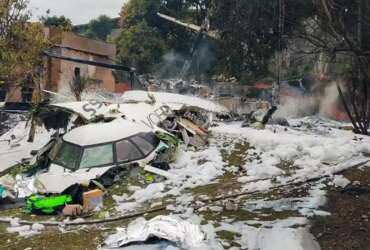 São Paulo (SP) 10/08/2024 - Destroços do acidente aéreo que envolveu avião da Voepass que ocorreu em Vinhedo interior de São Paulo. Foto: Secretária de Segurança de São Paulo/Divulgação