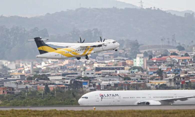 Guarulhos (SP) 13/08/2024 Avião da empresa VOEPASS decolando no aeroporto de Guarulhos Foto: Paulo Pinto/Agência Brasil