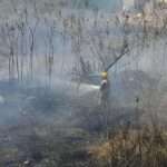 Corpo de Bombeiros de Lucas do Rio Verde combate incêndio florestal que consome 10 hectares de vegetação