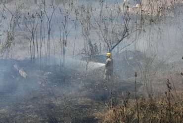 Corpo de Bombeiros de Lucas do Rio Verde combate incêndio florestal que consome 10 hectares de vegetação