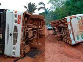 Motorista foge após causar acidente com ônibus e deixar 26 passageiros em Mato Grosso