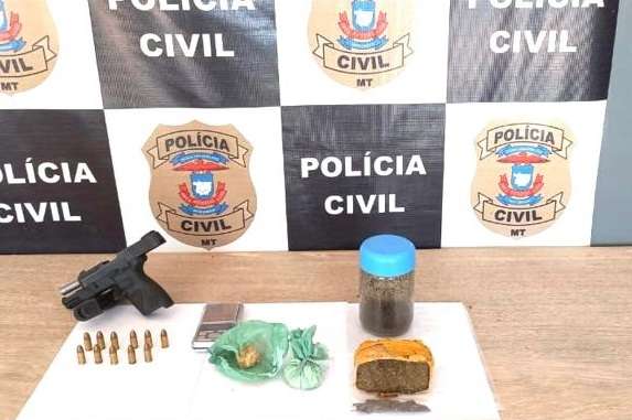 Traficante é preso em flagrante com drogas e arma no interior de Mato Grosso