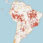 Brasília (DF), 14/09/2024 - Mapa de queimadas na América do Sul e Brasil. Foto: terrabrasilis/reprodução