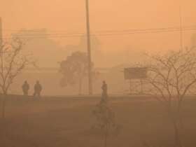 Brasília (DF) 16/09/2024 A capital amanheceu coberta de fumaça causada pelo incêndio no Parque Nacional de Brasília Foto: Fabio Rodrigues-Pozzebom/ Agência Brasil