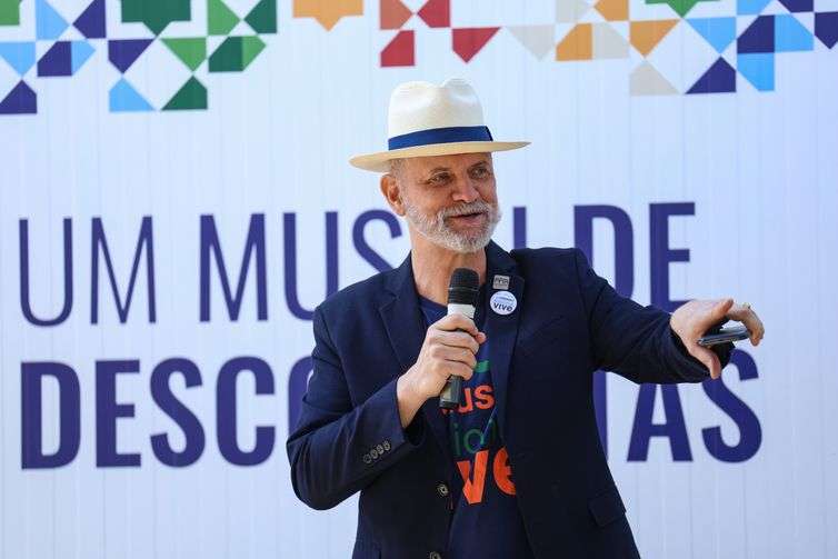 Rio de Janeiro (RJ), 29/08/2024 – O diretor do Museu Nacional, Alexander Kellner fala durante inauguração de novo espaço da instituição com a exposição “Um Museu de Descobertas”, em São Cristóvão, zona norte da capital fluminense. Foto: Tomaz Silva/Agência Brasil