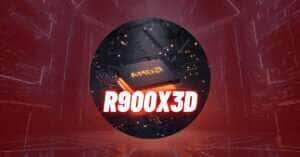 Texto R900X3D com fundo tecnológico