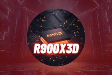 Texto R900X3D com fundo tecnológico