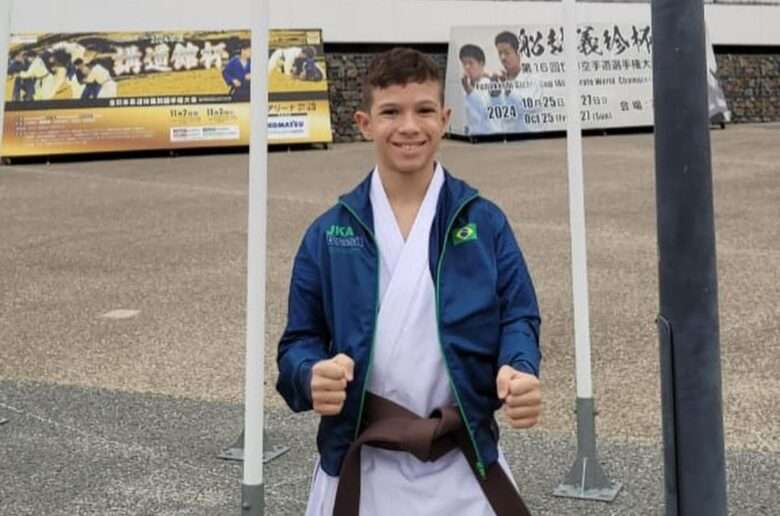 Aos 11 anos, atleta de Mato Grosso bolsista do programa Olimpus compete em Mundial de Karatê no Japão