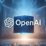 Logo da OpenAI com fundo tecnológico