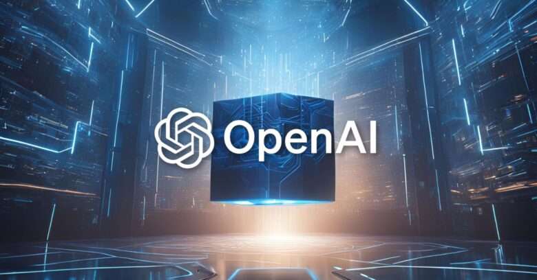 Logo da OpenAI com fundo tecnológico