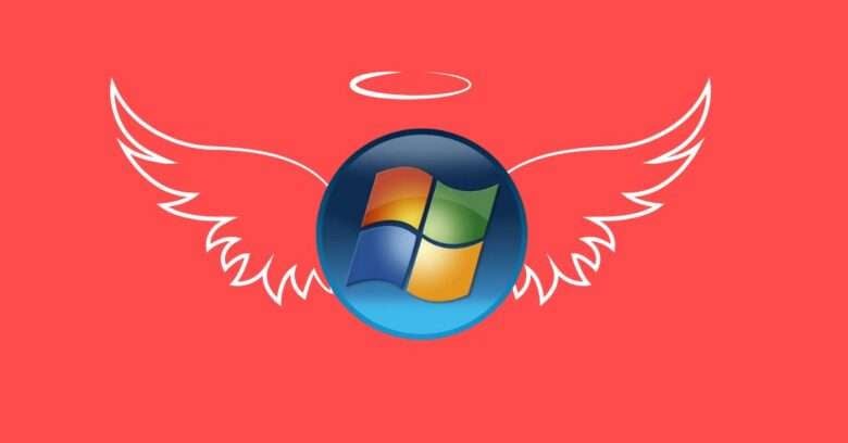 Windows 7 com asas de anjo