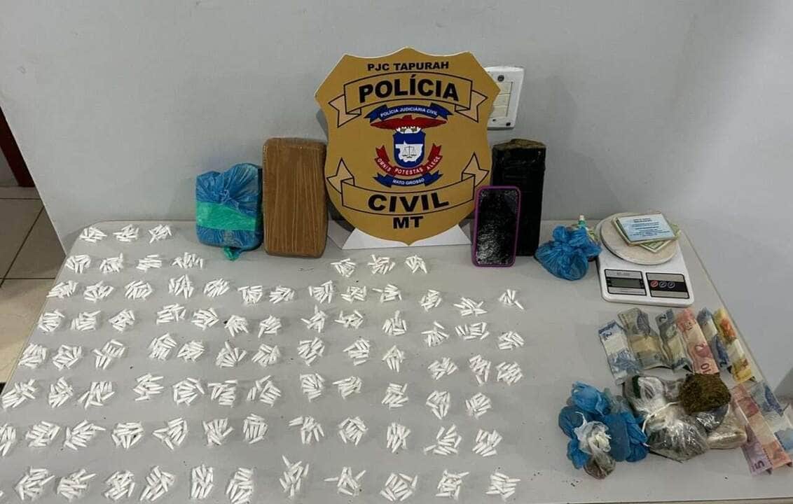 Polícia apreende mais de 840 porções de drogas e prende dois suspeitos em Tapurah