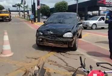 Acidente no cruzamento das Avenidas Mato Grosso e Rio Grande do Sul deixa motociclista ferido