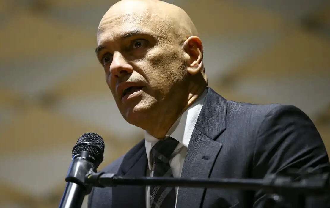 O presidente do TSE, Alexandre de Moraes, durante cerimônia de posse do diretor-geral da PF, na sede da corporação, em Brasília.