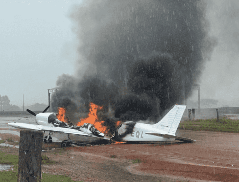 Avião carregado de cocaína faz pouso forçado e é incendiado em fazenda de Mato Grosso