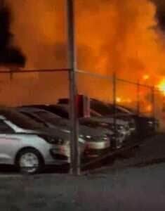 Incêndio criminoso destrói nove veículos em garagem no município de Sinop