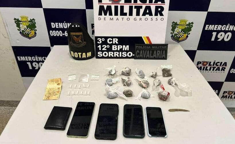 Cavalaria e Rotam efetuam prisões por tráfico de drogas na frente de casa noturna em Sorriso