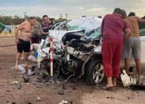 Avó e duas netas morrem após acidente envolvendo carro e carreta em Nova Mutum