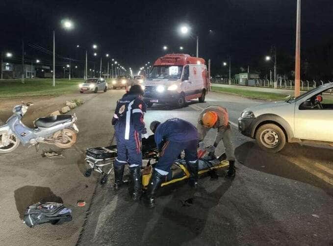Motociclista é socorrido após acidente na BR-070 em Campo Verde