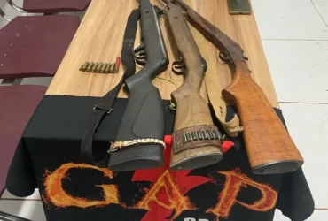 PM apreende armas e prende homem suspeito de ameaçar esposa de morte