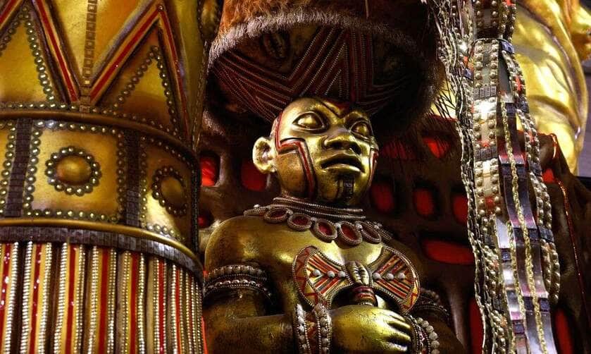 Rio de Janeiro (RJ), 31/01/2025 - Detalhe de carro alegórico, no barracão da Escola de Samba Unidos de Padre Miguel, na Cidade do Samba, zona portuária. Foto: Tânia Rêgo/Agência Brasil