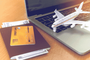 Foto de avião, cartão, imagem de notebook