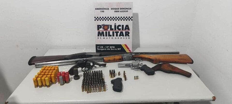 Homem é preso em flagrante com 164 munições após tentar enforcar a esposa em Mato Grosso