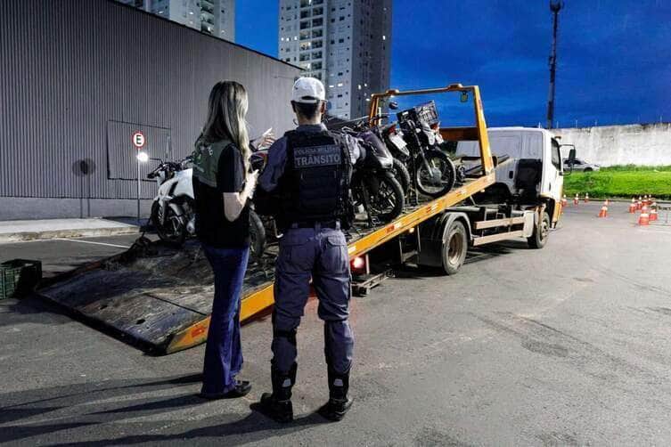 Operação da Sorp e PM apreende 12 motos com escapamentos adulterados em Cuiabá