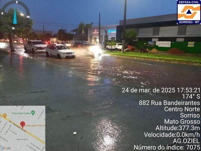 Sorriso registra mais de 64 mm de chuva em pouco mais de uma hora