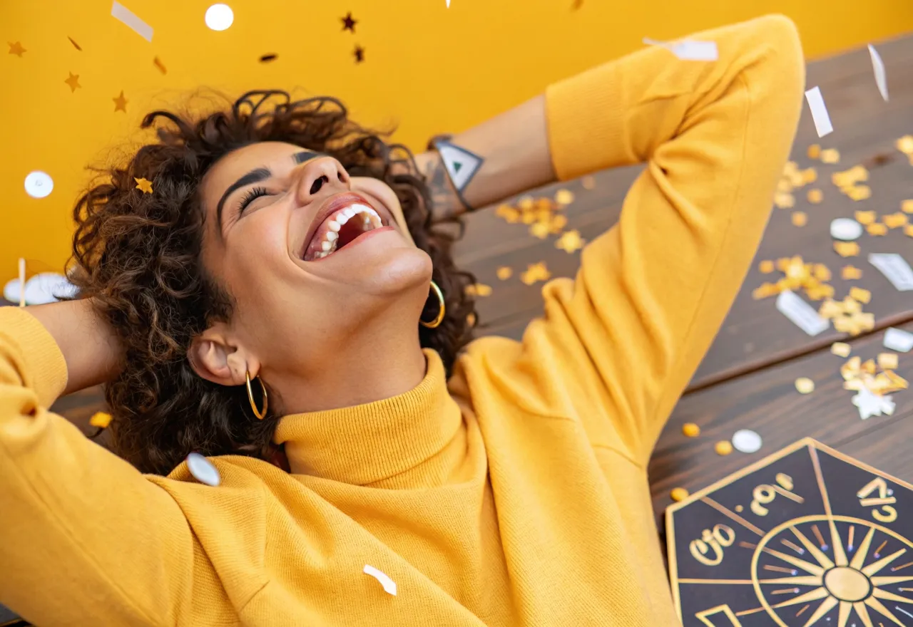 Uma Mulher feliz brilhando de felicidade