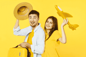 Viagem, avião, foto de casal, imagem de mala