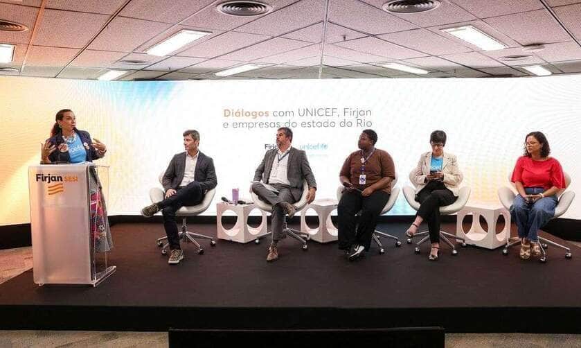 Rio de Janeiro (RJ), 31/03/2025 – Mesa durante o seminário Diálogo com Unicef, Firjan e empresas do Rio de Janeiro, na sede da Firjan no centro da capital fluminense. Foto: Tomaz Silva/Agência Brasil
