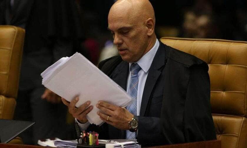 O ministro Alexandre de Moraes, durante sessão de julgamento sobre limite para compartilhamento de dados fiscais