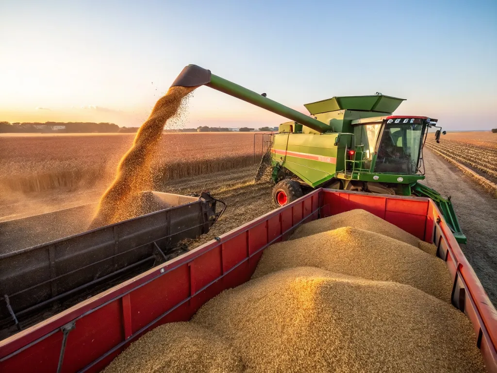 Caminhão sendo carregado de soja na fazenda - Foto CenárioMT