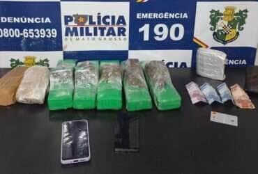 Abordagem a carro com placas de Nova Mutum revela maconha, cocaína e pasta base; prisão ocorreu após perseguição no bairro Residencial Teles Pires