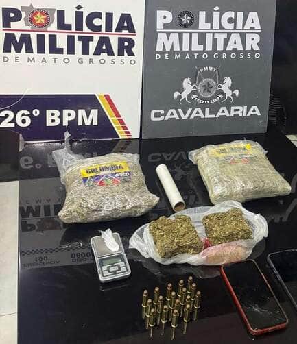 Três suspeitos são presos por tráfico de drogas e posse ilegal de munições em Nova Mutum